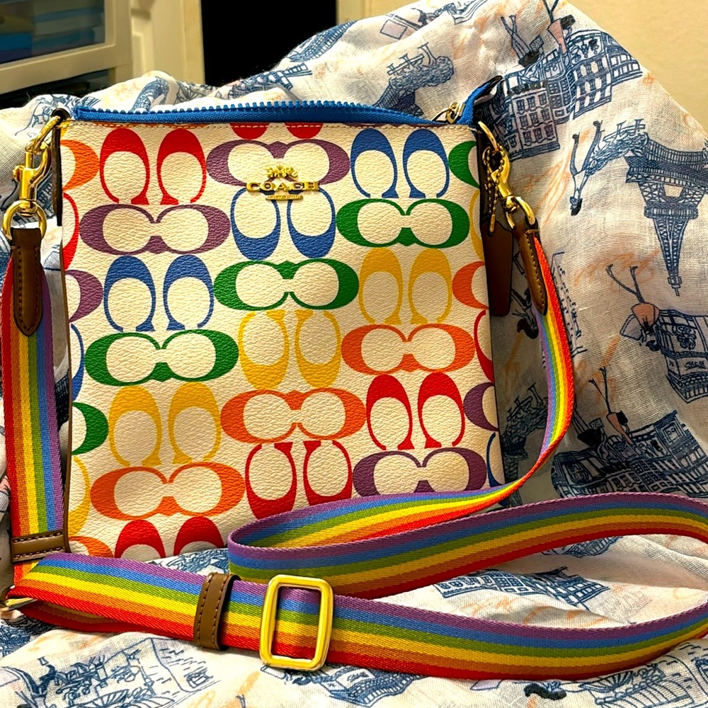 Coach Jes Slim Crossbody In Rainbow Signature Canvas